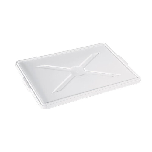 Rectangular Plastic Lid for 60 x 40 cm Pizza Dough Trays and Service Boxes White Stackable Cover for Food Storage and Freshness Protection