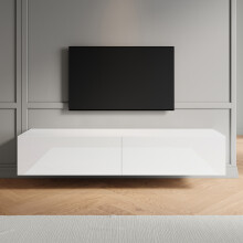 (High Gloss White, 160cm) Elegant High Gloss TV Stand Cabinet,Floating TV Stand,White