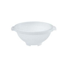 Round Transparent Plastic Colander 32 cm Diameter Large Kitchen Strainer with Handles for Pasta Vegetables and Fruit Temperature Resistant Tool