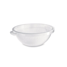 Round Transparent Plastic Colander 28 cm Diameter Kitchen Strainer with Handles for Pasta Vegetables and Fruit High Temperature Resistant Tool