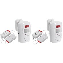 2X Infrared Motion Sensor Alarm - Burglar Alarm with 4 Remote Controls, Suitable for Home/Garages/Shops