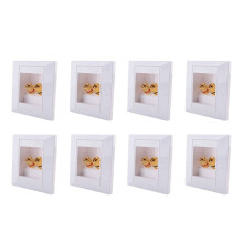 8X Wall Socket Connection Port with 2 Jack Speaker White