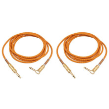 2X Guitar Instrument Cable 10FT Electric Instrument Bass AMP Cord 1/4 Inch Straight to Right Angle Plated 6.35mm Cable