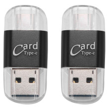 2X Card Reader Aluminum USB Type C OTG Micro-/TF External Memory Card Reader Adapter for Mobile Phone Computer(Black)