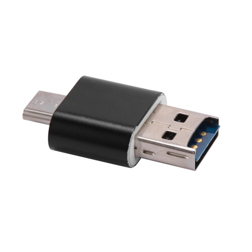 2X Card Reader Aluminum USB Type C OTG Micro-/TF External Memory Card Reader Adapter for Mobile Phone Computer(Black) 2