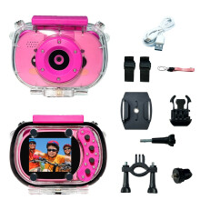 (Pink) kids waterproof camera, action camera,USB charging,for outdoor sports,skiing,rock climbing, cycling, swimming,sports accessories