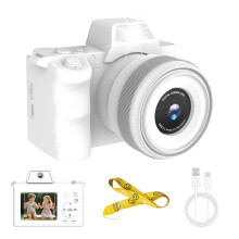 (White) Kids Digital Camera with DSLR Look, HD 1080P Toy Camera with Lanyard, Portable Video Camcorder for Children, Perfect Birthday Gi