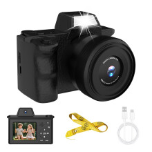 (Black) Kids Digital Camera with DSLR Look, HD 1080P Toy Camera with Lanyard, Portable Video Camcorder for Children, Perfect Birthday Gi