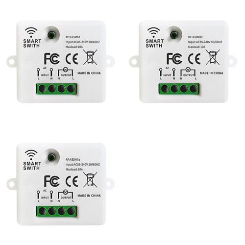 3X RF 433Mhz Light  Wireless Panel 10A   Remote Control Relay Receiver Module Transmitter for Bedroom 1