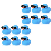 (12PC) 6/12/24/36PC Mini Rubber Ducks Blue with Sunglasses Sets Duck Toys Squeaky Rubber Ducks Cute Float Duckies for Birthday Party
