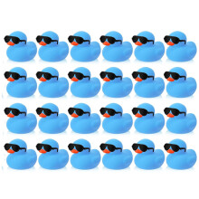 (24PC) 6/12/24/36PC Mini Rubber Ducks Blue with Sunglasses Sets Duck Toys Squeaky Rubber Ducks Cute Float Duckies for Birthday Party