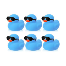(6PC) 6/12/24/36PC Mini Rubber Ducks Blue with Sunglasses Sets Duck Toys Squeaky Rubber Ducks Cute Float Duckies for Birthday Party