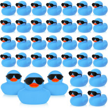 (36PC) 6/12/24/36PC Mini Rubber Ducks Blue with Sunglasses Sets Duck Toys Squeaky Rubber Ducks Cute Float Duckies for Birthday Party