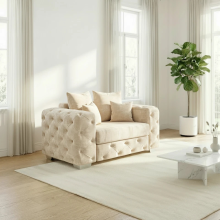 (Cream, 3+2 Seater) Aston Scatter Back Plush Velvet Sofa 2 & 3 Seater, 3+2 Set, 5 Seater Corner Sofa Set