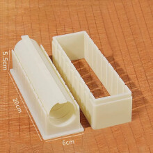 (White Round Mold Set) Sushi Maker Equipment Kit Plastic Kimbap Sushi Rolls Mold Round Square Heart shaped Sushi Making Tools Cake Roll Mold