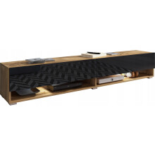 TV-skab 180 cm grebsløst, hvid/blank sort, stående/hængende med LED