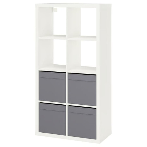 IKEA KALLAX 8 Cube Shelf with 4 Boxes 77x39x147 cm