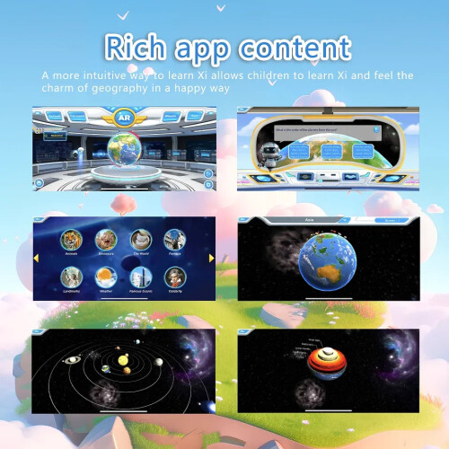 (AR Globe) AR Interactive Smart Globe Kids 3D Point Read Educational Geography Toy with Night Light, Learning Globe Kids Interactive Globe 2