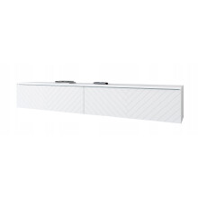 TV-skab 180 cm til stuen, grebsløst, matte, hvide sildebens MDF-fronter