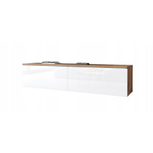TV-skab til stuen 140 cm, 2-dørs, wotan + hvid højglans, universal