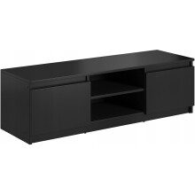Enkelt TV-bord 120 cm, til TV, 2 skabe og hylder, mat sort
