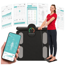 WOBELL mérleg testösszetétel-elemzéssel, fekete, intelligens, Bluetooth-kapcsolattal a telefonnal