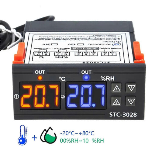 2X STC-3028 220V Digital Thermostat Thermometer Hygrometer Temperature Humidity Controller Regulator 1