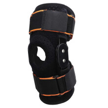 Protective Knee Pad Foldable Aluminum Plate Shock Absorbing Anti Slip Strap Breathable Knee Brace for Running Basketball Riding Orange Red