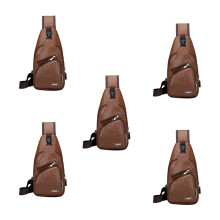 5X USB Interface Plenty of Space Mens Casual Bag Fashion Outdoor Sling Bag Travel Day Pack PU Leather Crossbody Bag