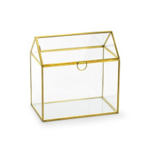 Glaskuvertæske, guld, 13x21x21cm