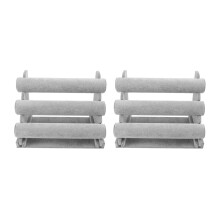 2X Triple Bracelet Holder Jewelry Display Stand Watch Bangle Bar Necklace Storage Organizer Gray