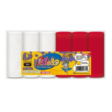 Mini crepepapir 10x250cm 180g hvid og rød 6 stk