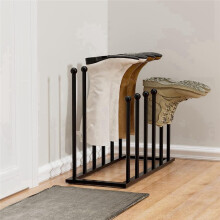 Free Standing Shoe Racks Black Metal Boot Rack, Shoe Organizer for Dorm Room,Closet,Patio Outdoor, for 6 Pairs