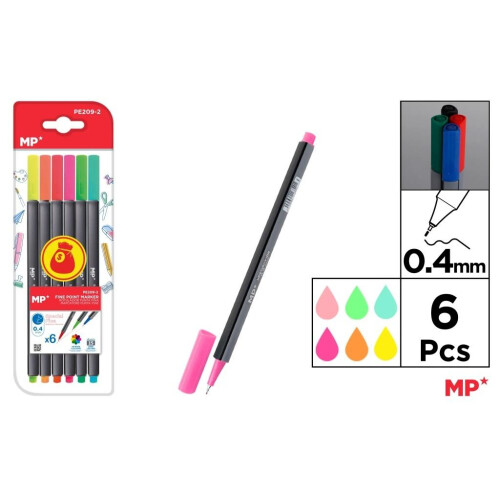 Fineliner 0,4 mm 6 farver