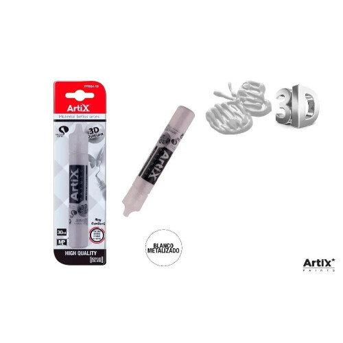 3D strukturmaling metallisk hvid 30ml