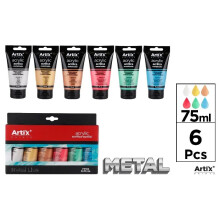 Akrylmaling metal 75ml 6 farver