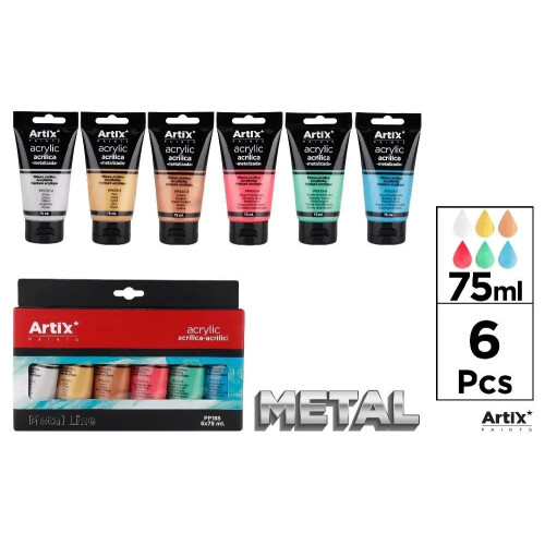 Akrylmaling metal 75ml 6 farver