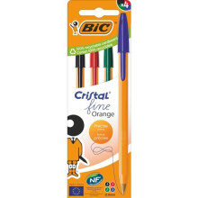 Orange Fine Cristal kuglepen 4 stk. mix BIC