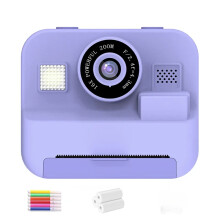 (Purple) 1080P Children Mini Digital Video Camera for Kids Learning Development Educational Thermal Instant Print Camera with 32G Card