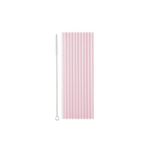 Lyserøde plastiksugerør 23 cm 12 stk.