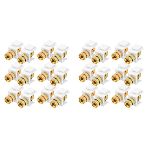 24 Pieces Banana Jack Binding Post  Jack Insert, Black and Red Rings Audio Speaker  Connector Screw Type