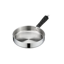 Camping Three-Layer Steel Frying Pan with Portable Detachable Handle for Outdoor Cooking Hiking Picnic BBQ Travel