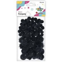 Akryl og glitterpomponer 85 stk sorte