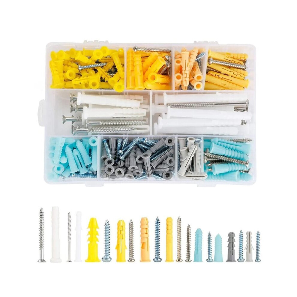 300Pcs M4/M5 Wall Plug And Screw Assortment Kit, Phillips Round Self-Tapping Screws With Expansion Anchors 6032990249200