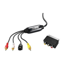 Convertitore-VHS in Digital, USB 2.0 Video Capture Card, 1080P Hi8-VHS to Digital Converter with Scart/AV Adapter
