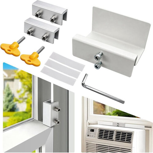 Window AC Bracket with Security Lock,No Drill Air Conditioner Support Bracket for Window,AC Window Support 2