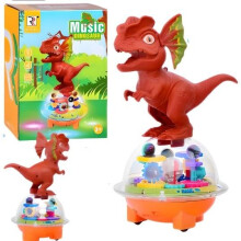 Interaktiv dinosaur på en flyvende tallerken