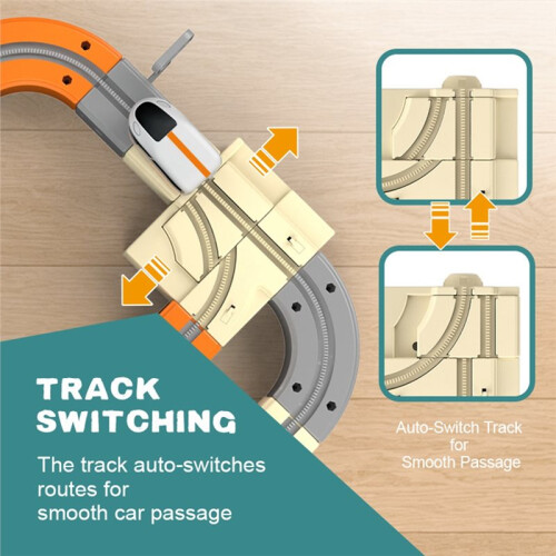 3D Transformable Track Car Fully Automatic Elevator DIY Transformable Building Block Track Set Track Train for Kids A