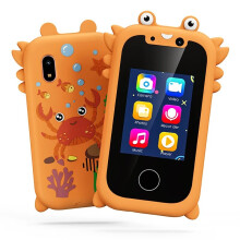(orange) Kids Smart Phone Educational Toys Children Musical Player MP3 Dual Camera Selfie With 512MB Card Touchscreen Learning Toy Gifts