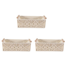 3X Boho Storage Basket Decor Box Handmade Woven Decorative Countertop Organizer Macrame Baskets for Bedroom Living Room